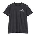 navy cotton poly t-shirt with white tramp life lightning bolt logo on the front