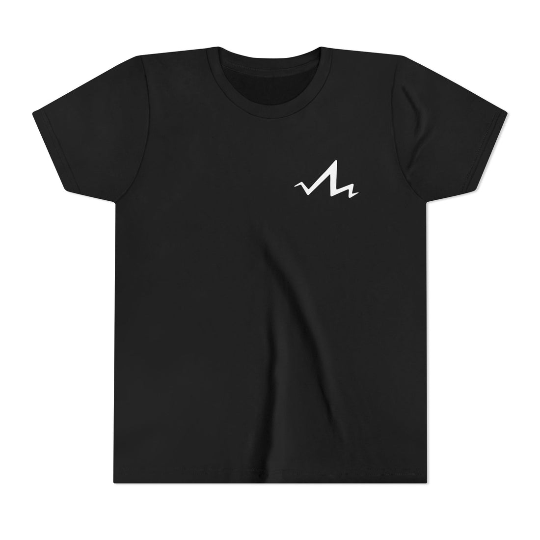 black kids cotton poly t-shirt with white tramp life lightning bolt logo on the front