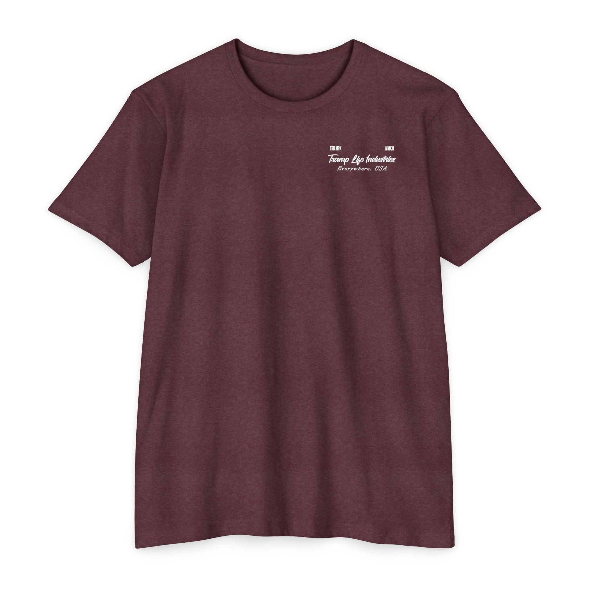 maroon t shirt from tramp life that tramp life industries