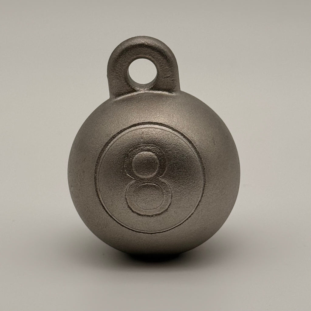  the 8 ball plumb bob from tramp life industries in stainless steel 304 front view.