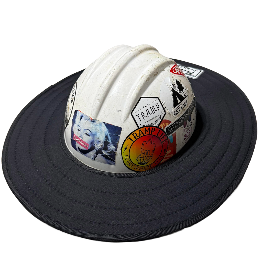 An all black sunshade from tramp life industries. goes over hard hat for extra shade from the sun