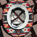 red pendleton sunshade from tramplife on a hard hat on some bricks