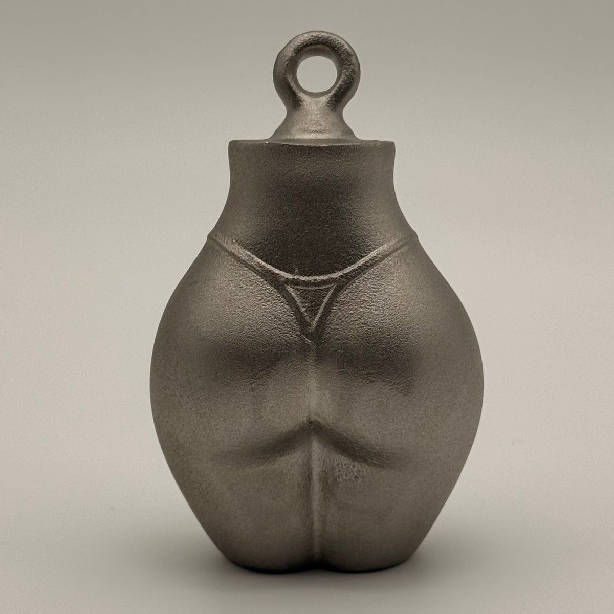 the bottom line back view tramp life plumb bob of womans bottom half in stainless steal