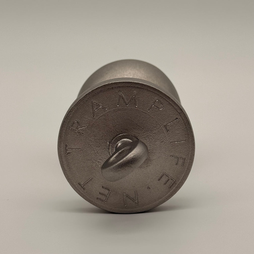 the plug plumb bob from tramp life industries. resembles a butt plug plumb bob. made from stainless steel 304. top view