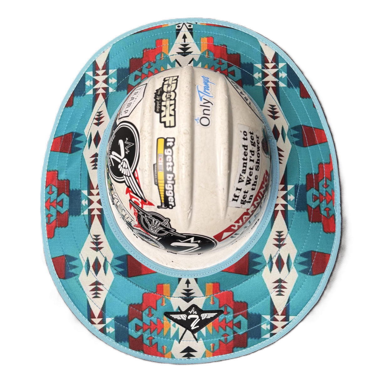 a turquoise sunshade from tramp life industries aerial view