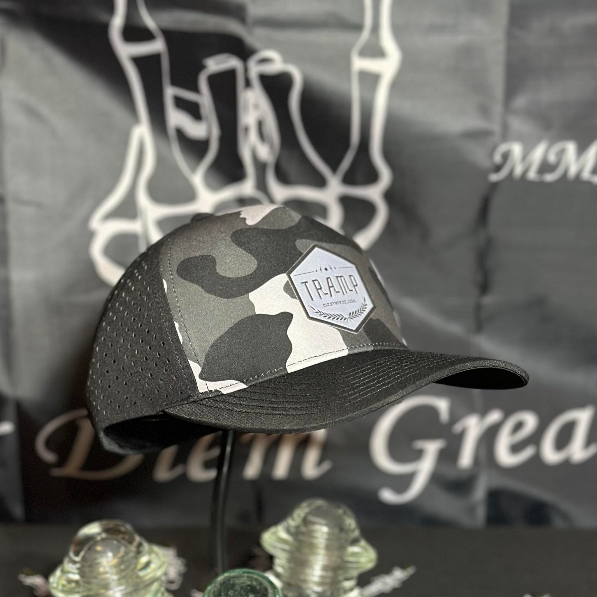 Tramp Gray Hex Waterproof Curved Bill Snapback