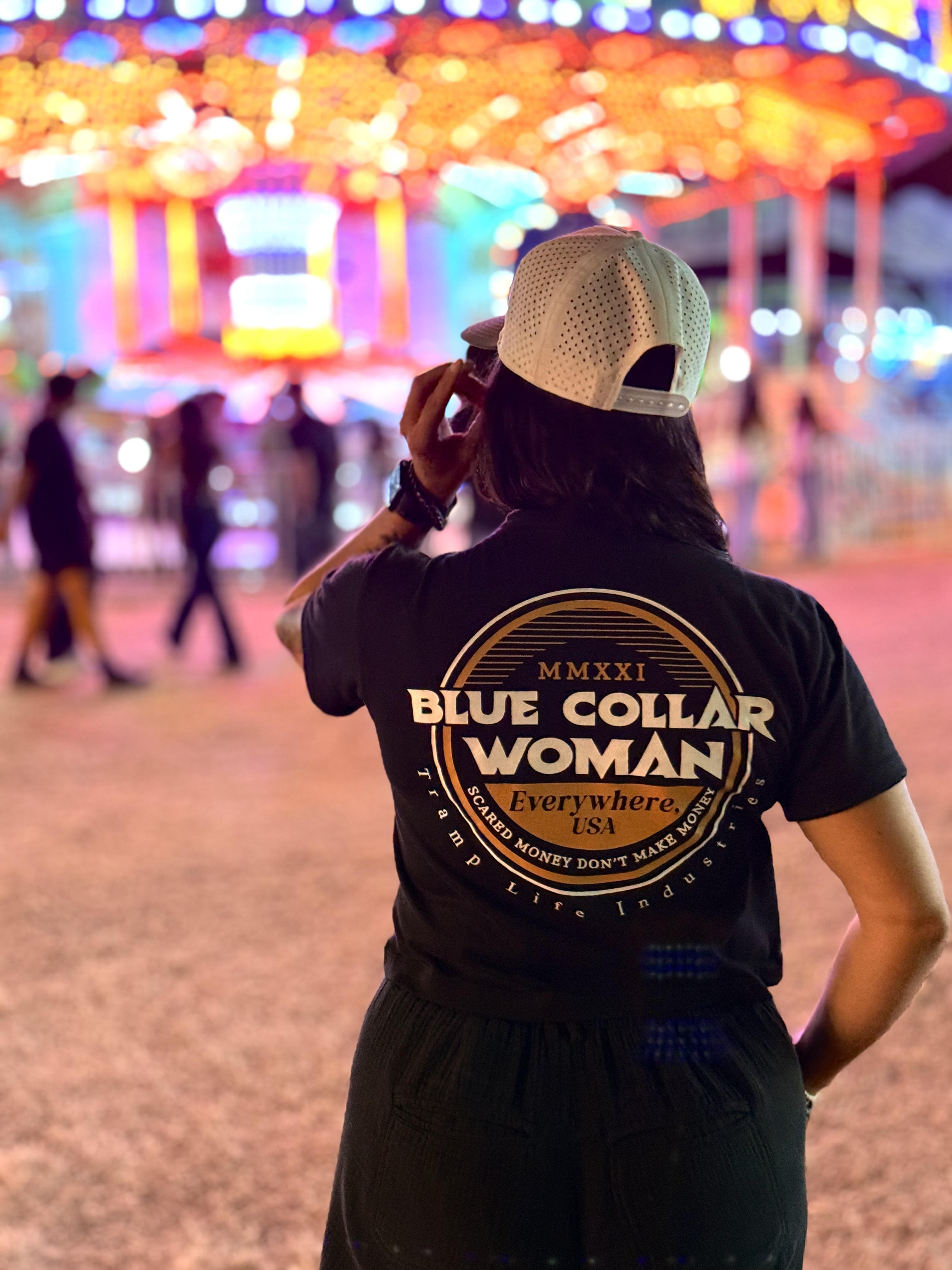 Blue Collar Woman Scared Money Crop